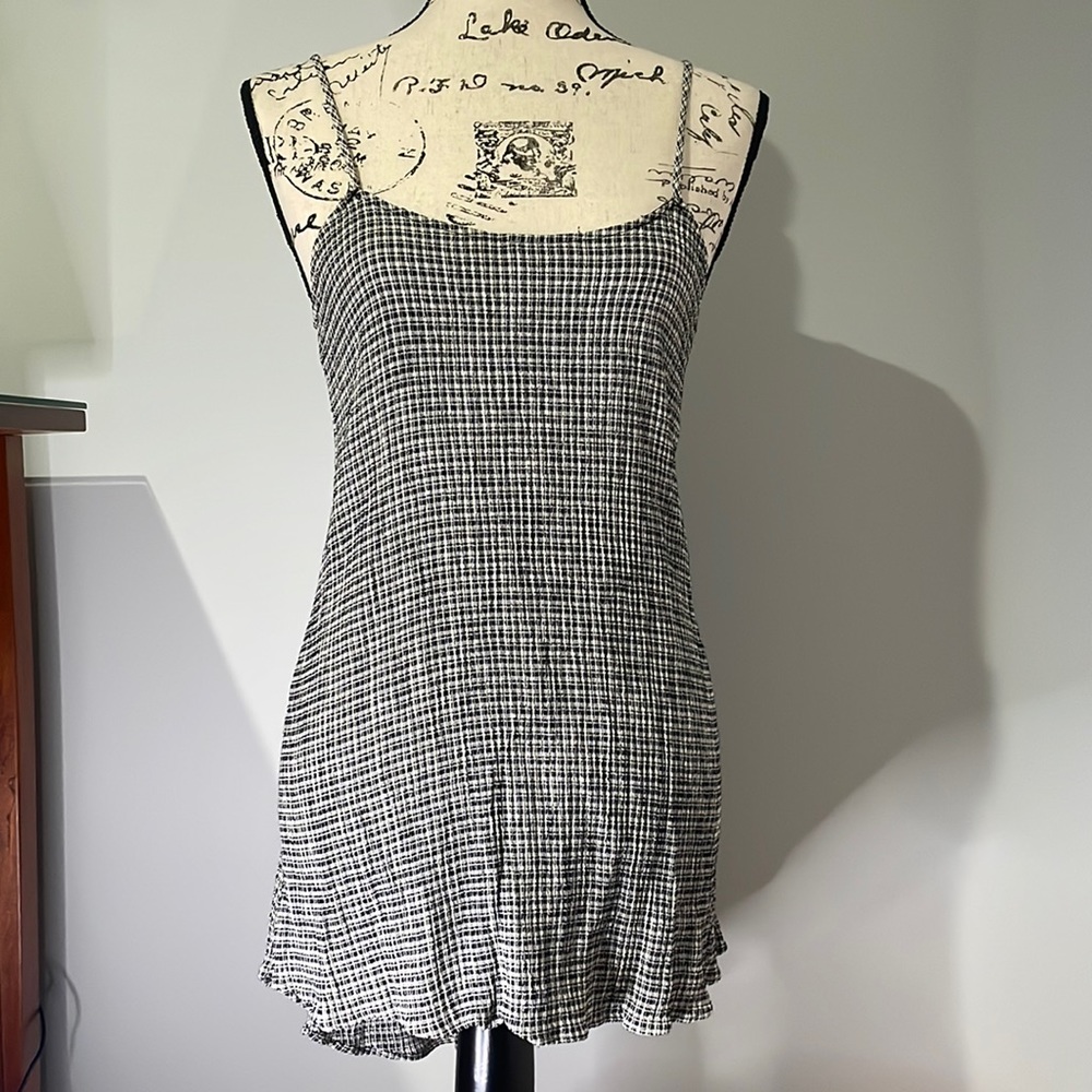 Reformation Black and White Check Mini Dress